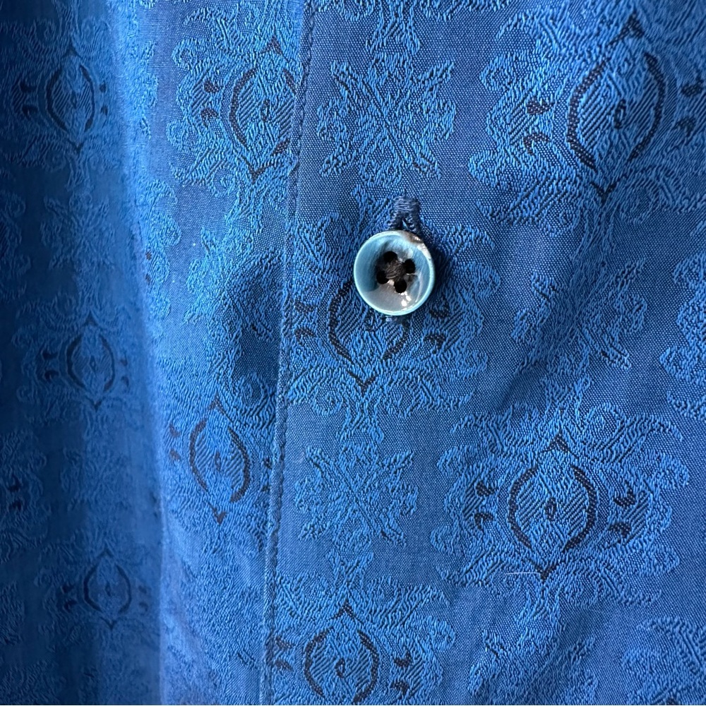 Robert Graham Cullen Blue Jacquard Flip Cuff Dress Shirt, NWOT, Size 1XLT - Picture 7 of 12